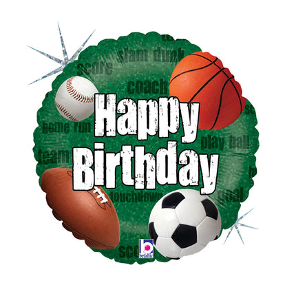 Happy Birthday Sports Balls Holo fólia lufi 46 cm