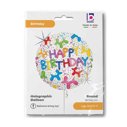 Happy Birthday Balloons Dog Holo fólia lufi 46 cm
