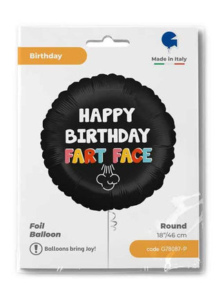 Happy Birthday Fart Face fólia lufi 46 cm