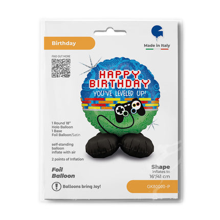 Happy Birthday Controller fólia lufi talppal 41 cm