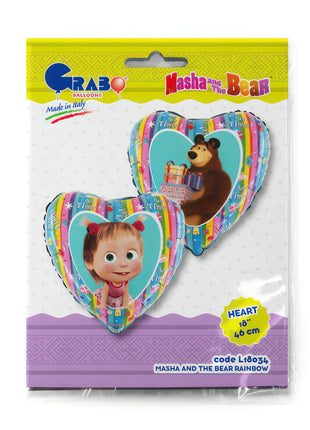Mása és a medve Rainbow fólia lufi 46 cm