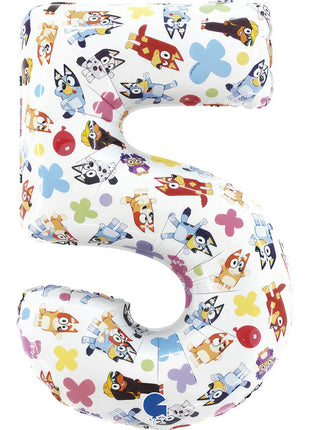 Bluey Friends 5-ös szám fólia lufi 66 cm
