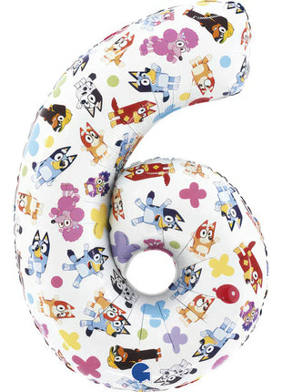 Bluey Friends 6-os szám fólia lufi 66 cm