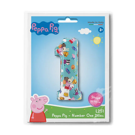 Peppa malac Blue 1-es szám fólia lufi 66 cm