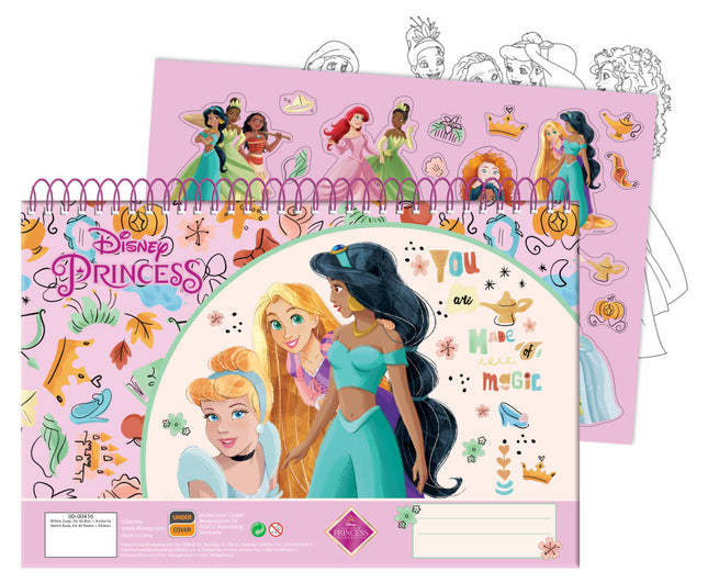 Disney Hercegnők Made of Magic A/4 spirál vázlatfüzet 40 lapos matricával