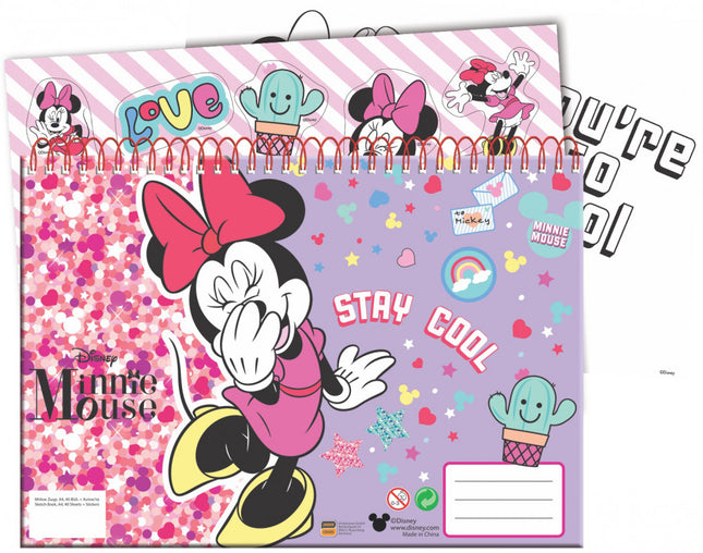 Disney Minnie Smiles A/4 spirál vázlatfüzet 40 lapos matricával
