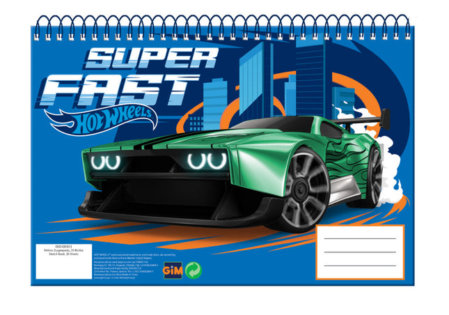 Hot Wheels Race A/4 spirál vázlatfüzet, 30 lapos
