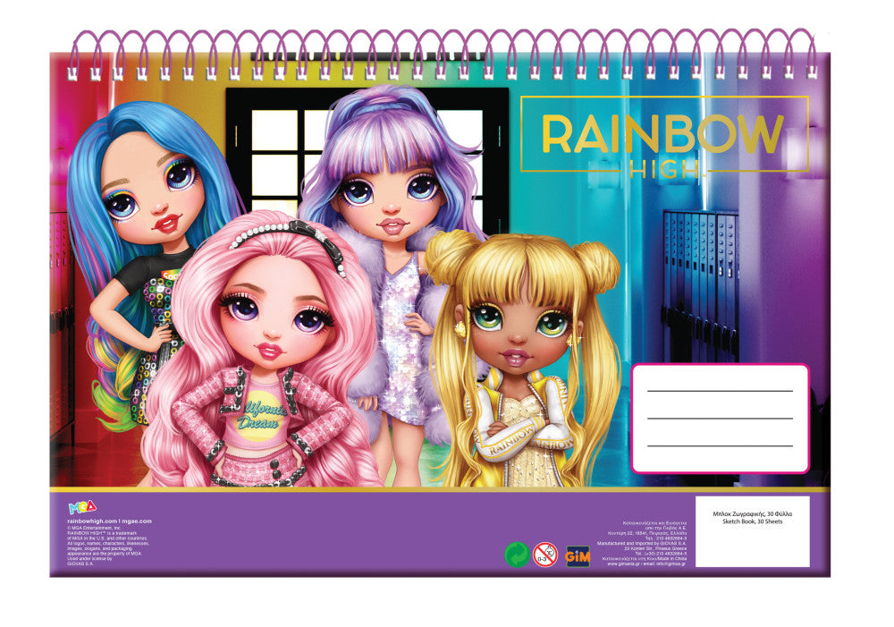 Rainbow High Besties A/4 spirál vázlatfüzet, 30 lapos