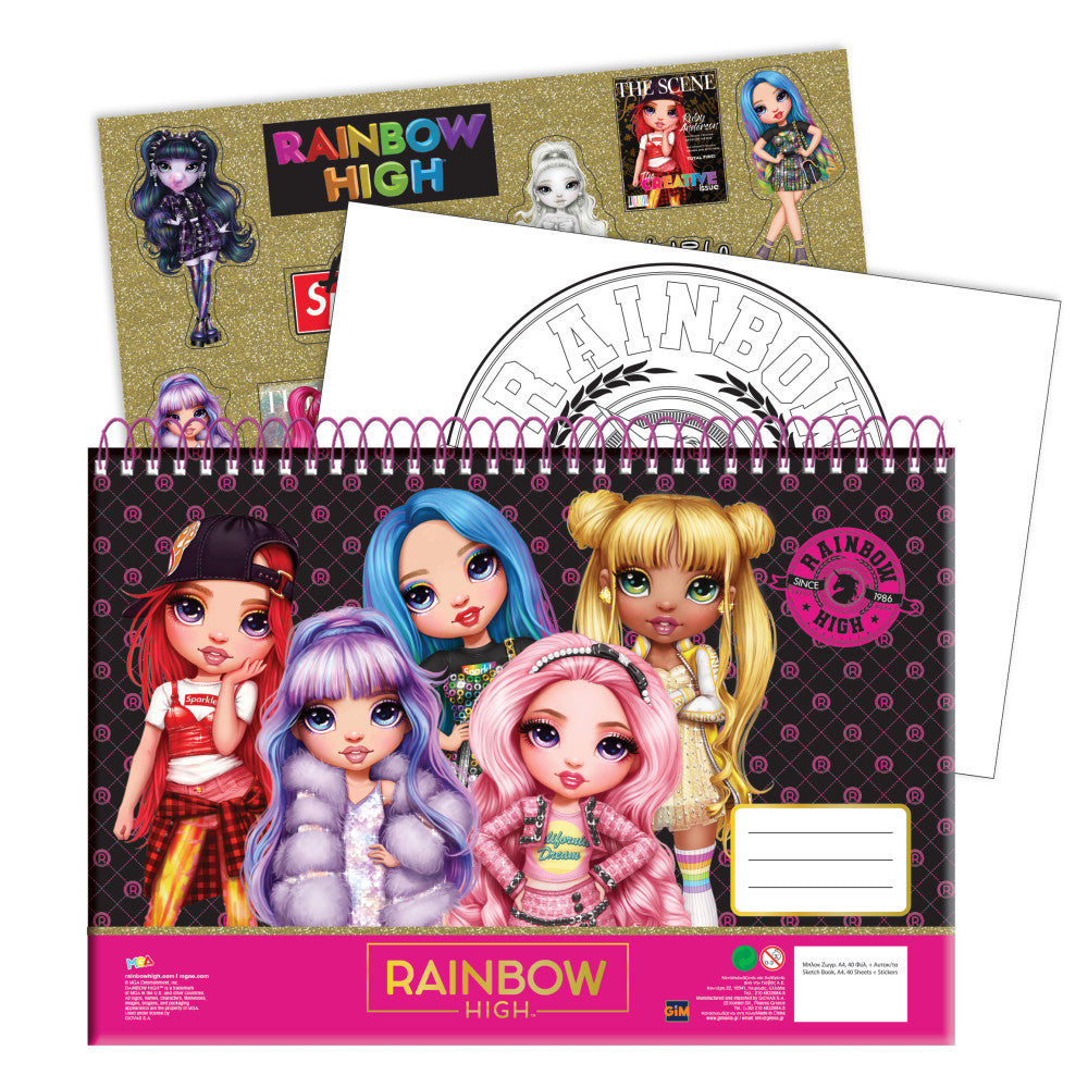 Rainbow High Besties A/4 spirál vázlatfüzet 40 lapos matricával