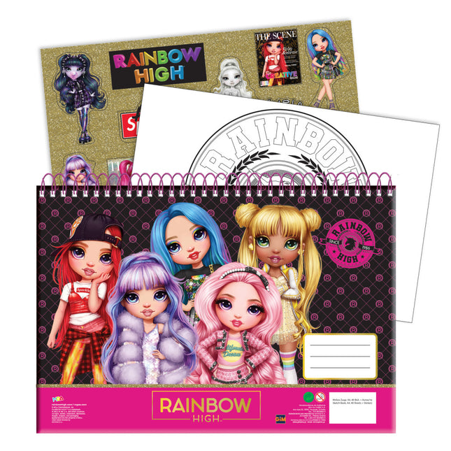 Rainbow High Besties A/4 spirál vázlatfüzet 40 lapos matricával