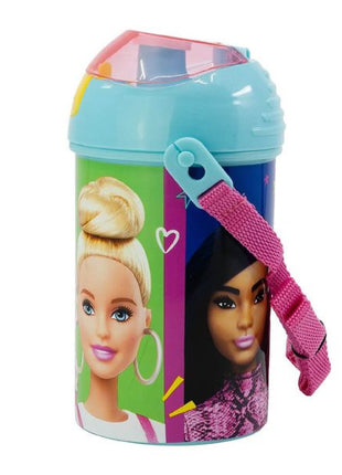 Barbie Happy Thoughts műanyag szívószálas kulacs akasztóval 450 ml