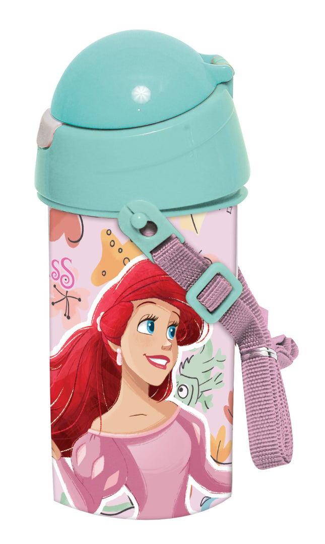 Disney Hercegnők Ariel műanyag szívószálas kulacs akasztóval 500 ml