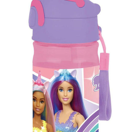 Barbie Love műanyag szívószálas kulacs akasztóval 350 ml