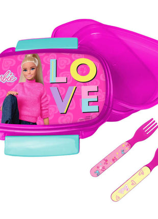 Barbie Love szendvicsdoboz + evőeszköz szett