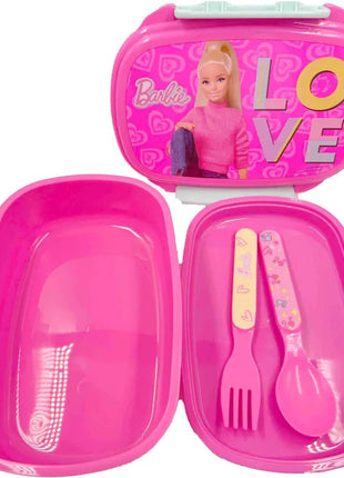 Barbie Love szendvicsdoboz + evőeszköz szett