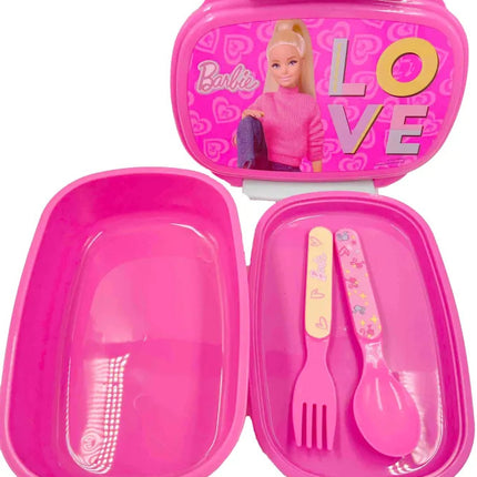 Barbie Love szendvicsdoboz + evőeszköz szett