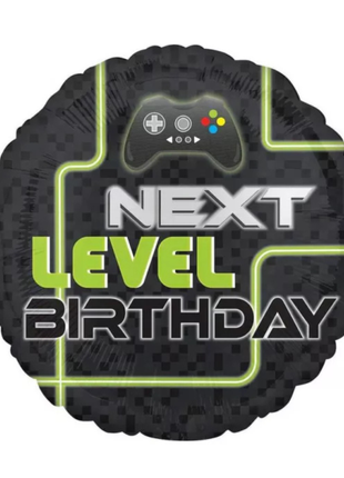 Happy Birthday Level Up fólia lufi 46 cm szülinapi party dekoráció