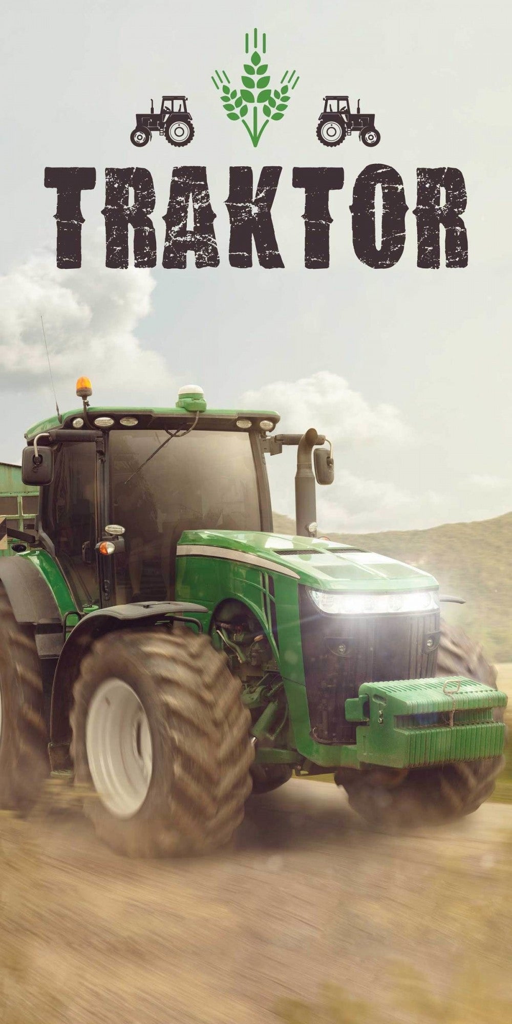 Traktor Green fürdőlepedő, strand törölköző 70x140cm