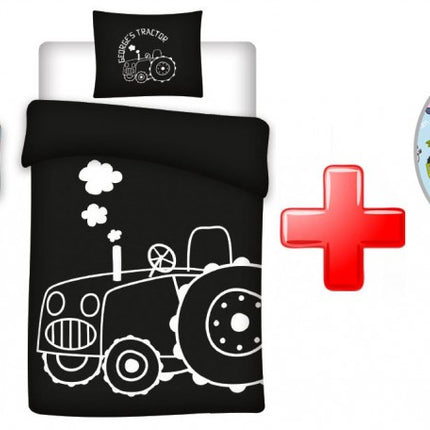 Peppa malac George's Tractor sötétben világító ágyneműhuzat és gumis lepedő szett