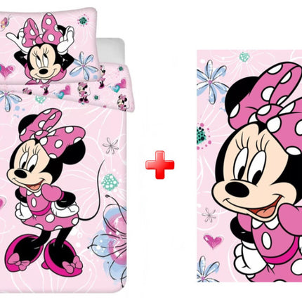 Disney Minnie Flowers gyerek, ovis ágyneműhuzat és polár takaró szett