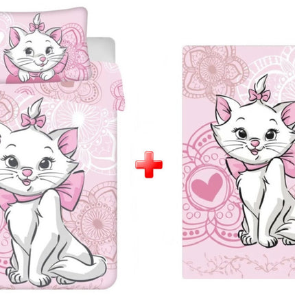 Disney Marie Aristocat gyerek, ovis ágyneműhuzat és polár takaró szett