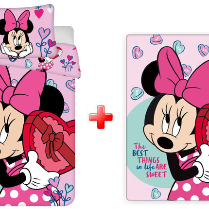 Disney Minnie Sweets gyerek, ovis ágyneműhuzat és polár takaró szett