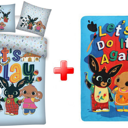 Bing Let's Play gyerek, ovis ágyneműhuzat és polár takaró szett