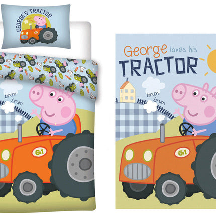 Peppa malac George's Tractor gyerek, ovis ágyneműhuzat és polár takaró szett