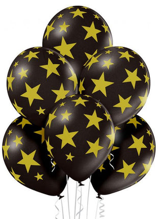 Csillagos Black Star léggömb, lufi szett 6 db-os 30 cm (12 inch)