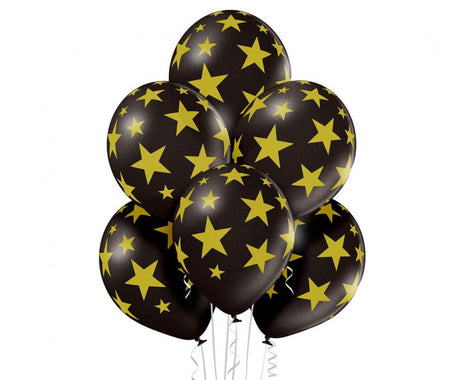 Csillagos Black Star léggömb, lufi szett 6 db-os 30 cm (12 inch)
