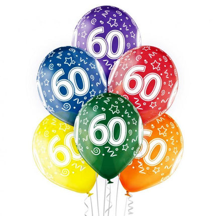 Happy Birthday 60 Colorful léggömb, lufi 6 db-os 12 inch (30cm)