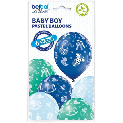 Kék Baby Boy léggömb, lufi 6 db-os 12 inch (30cm)