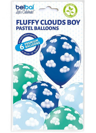 Felhő Fluffy Clouds Boy léggömb, lufi 6 db-os 12 inch (30 cm)