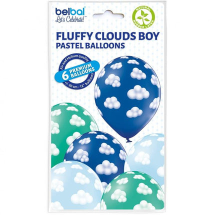 Felhő Fluffy Clouds Boy léggömb, lufi 6 db-os 12 inch (30 cm)