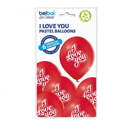 I Love You Red léggömb, lufi 6 db-os 12 inch (30 cm)
