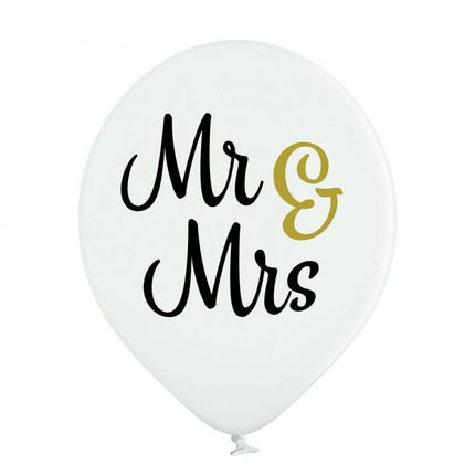 Esküvő Mr & Mrs léggömb, lufi 6 db-os 12 inch (30cm)