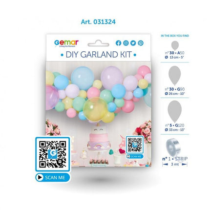 Színes Pastel léggömb, lufi girland szett 65 db-os