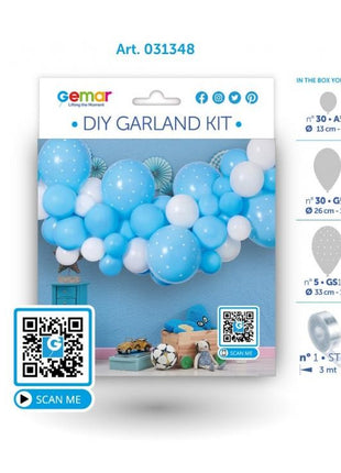 Kék Baby Blue léggömb, lufi girland szett 65 db-os