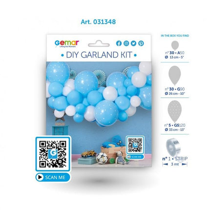 Kék Baby Blue léggömb, lufi girland szett 65 db-os