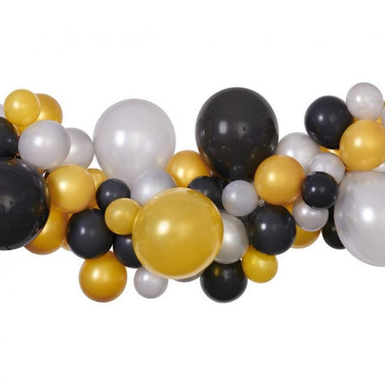 Színes Silver-Gold-Black léggömb, lufi girland szett 65 db-os