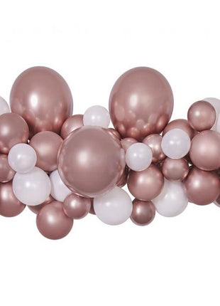 Színes Rose Gold léggömb, lufi girland szett 65 db-os