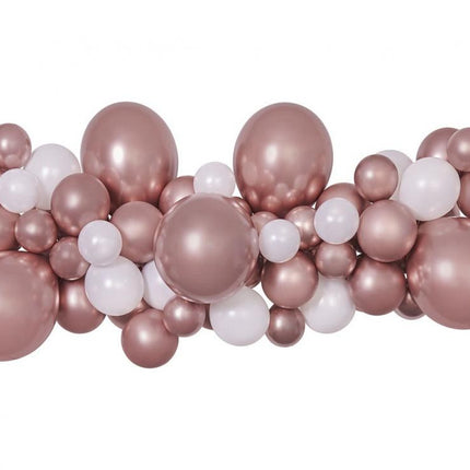 Színes Rose Gold léggömb, lufi girland szett 65 db-os