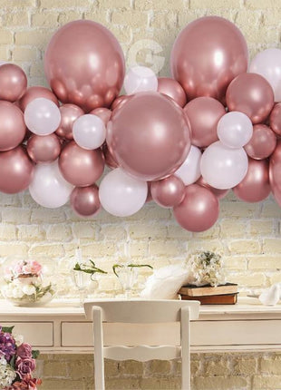 Színes Rose Gold léggömb, lufi girland szett 65 db-os