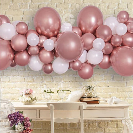 Színes Rose Gold léggömb, lufi girland szett 65 db-os