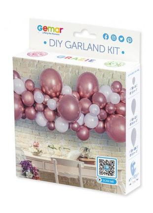 Színes Rose Gold léggömb, lufi girland szett 65 db-os