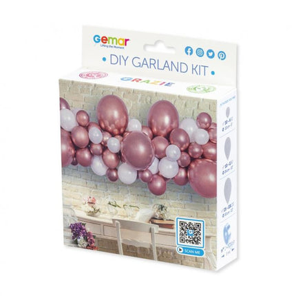 Színes Rose Gold léggömb, lufi girland szett 65 db-os