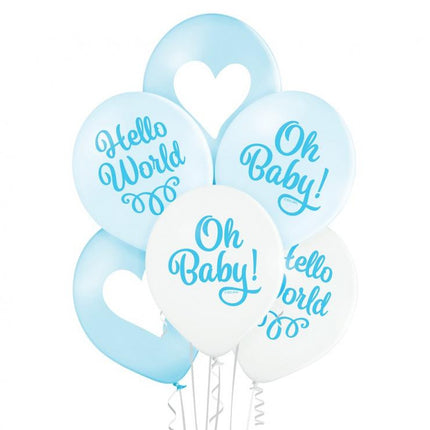 Oh Baby Boy léggömb, lufi 6 db-os 12 inch (30cm)