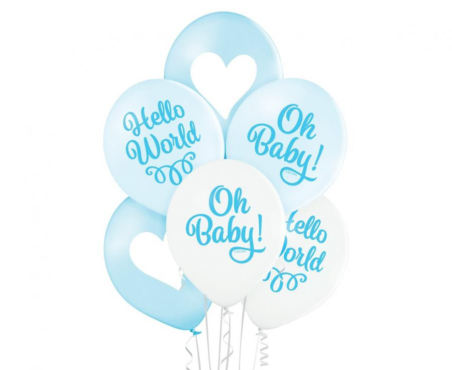 Oh Baby Boy léggömb, lufi 6 db-os 12 inch (30cm)