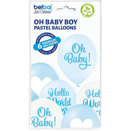 Oh Baby Boy léggömb, lufi 6 db-os 12 inch (30cm)