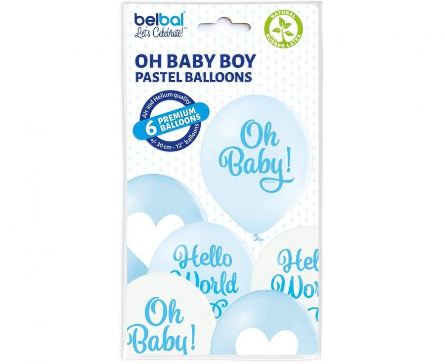 Oh Baby Boy léggömb, lufi 6 db-os 12 inch (30cm)